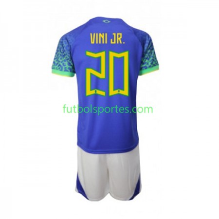 Camiseta Brasil Vinicius Junior 20 Niño Segunda Equipación Copa Mundo 2022